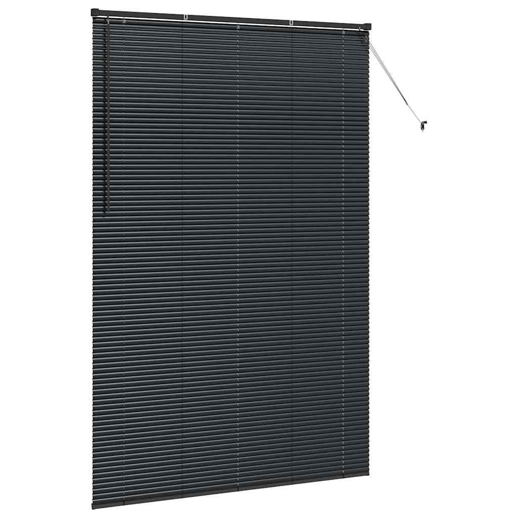 Fensterjalousie mit Vorhängen Schwarz Aluminium