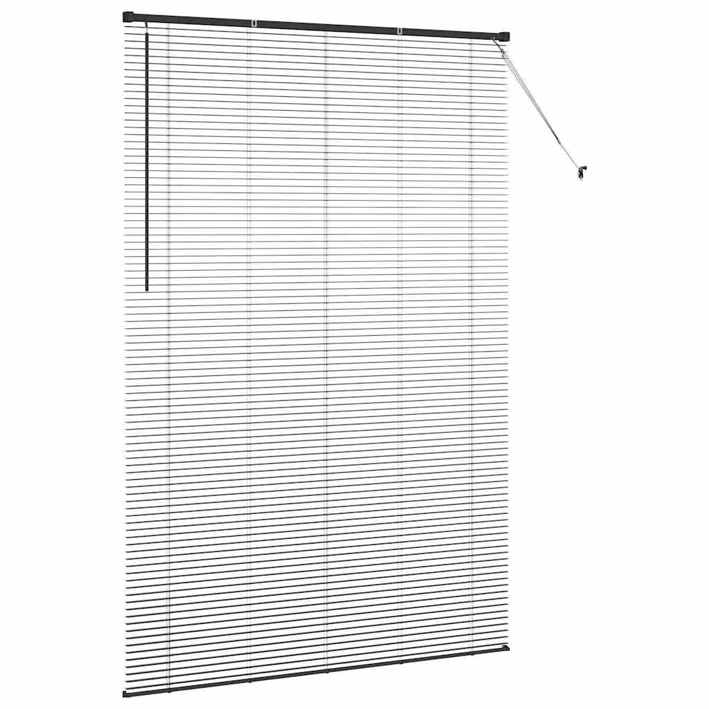 Fensterjalousie mit Vorhängen Schwarz Aluminium