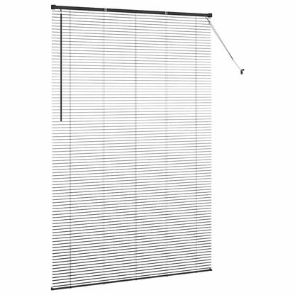 Fensterjalousie mit Vorhängen Schwarz Aluminium