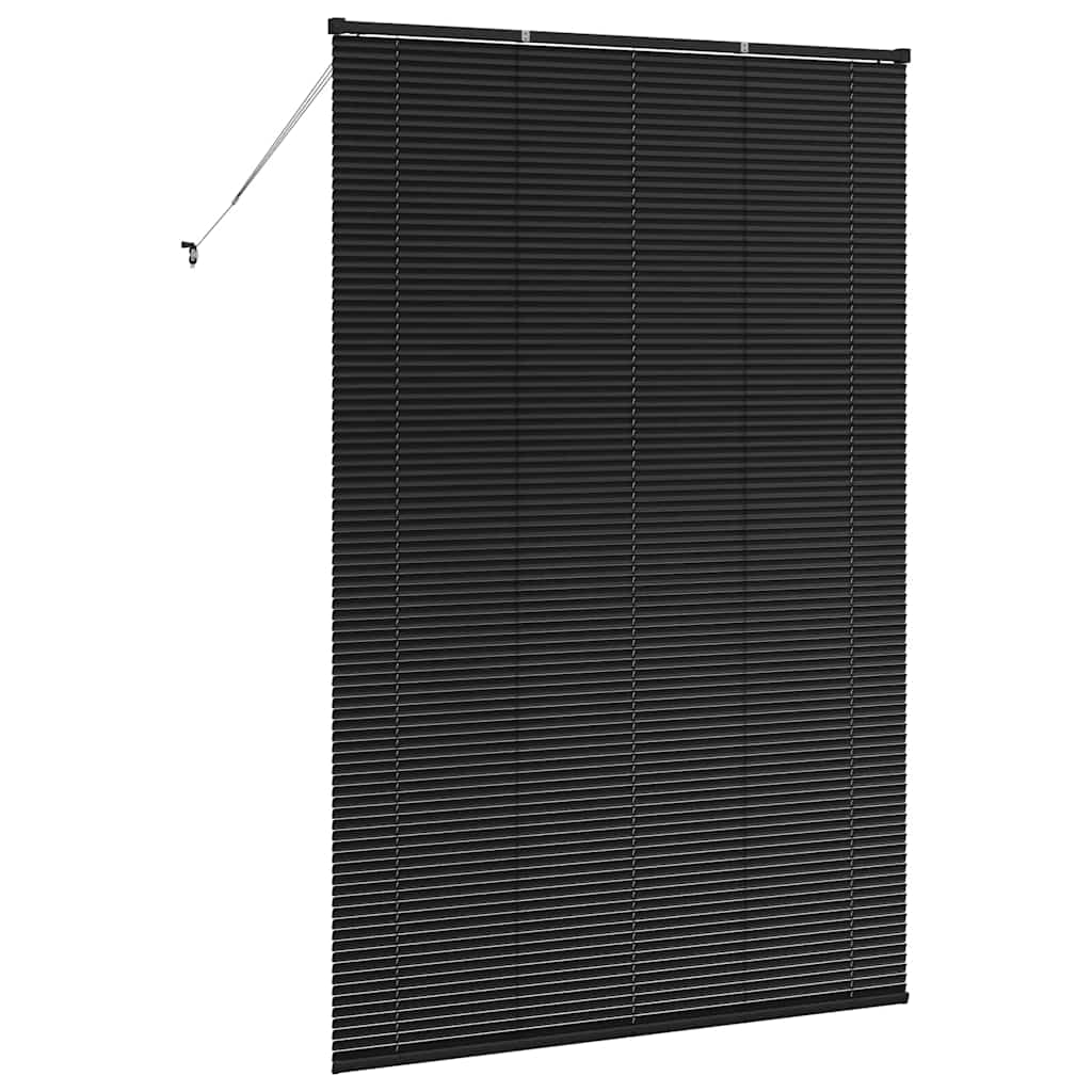Fensterjalousie mit Vorhängen Schwarz Aluminium
