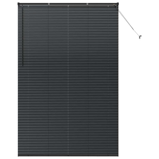 Fensterjalousie mit Vorhängen Schwarz Aluminium