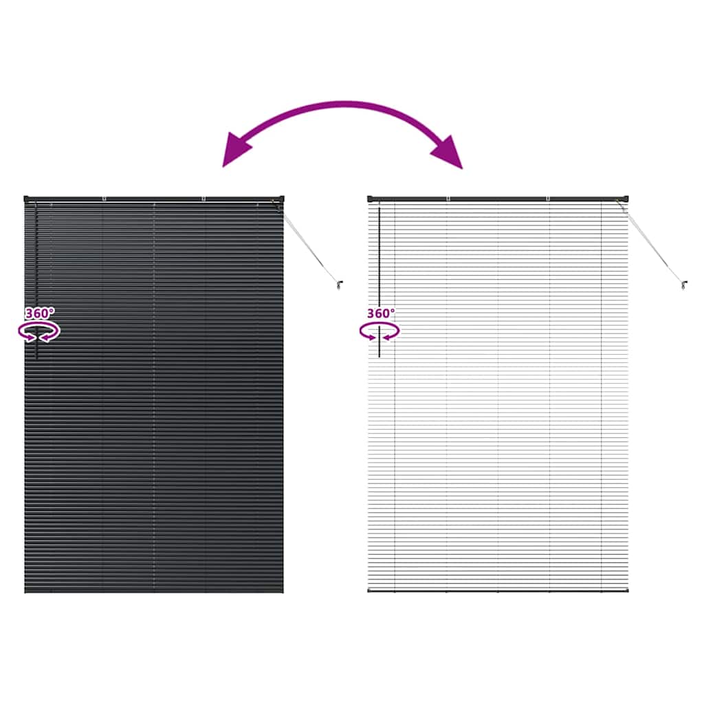 Fensterjalousie mit Vorhängen Schwarz Aluminium