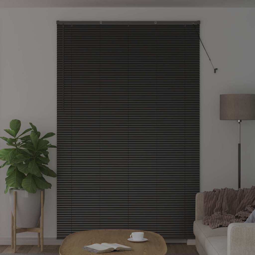 Fensterjalousie mit Vorhängen Schwarz Aluminium