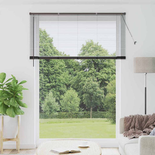 Fensterjalousie mit Vorhängen Schwarz Aluminium