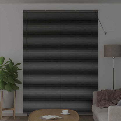 Fensterjalousie mit Vorhängen Schwarz Aluminium
