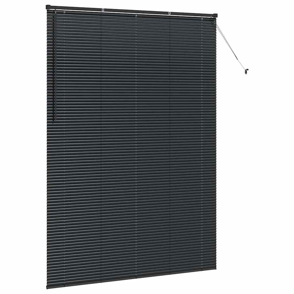 Fensterjalousie mit Vorhängen Schwarz Aluminium