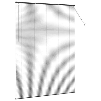 Fensterjalousie mit Vorhängen Schwarz Aluminium
