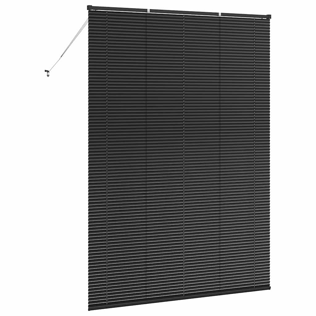 Fensterjalousie mit Vorhängen Schwarz Aluminium