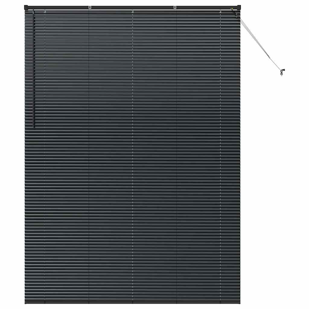Fensterjalousie mit Vorhängen Schwarz Aluminium