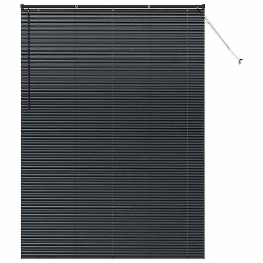 Fensterjalousie mit Vorhängen Schwarz Aluminium