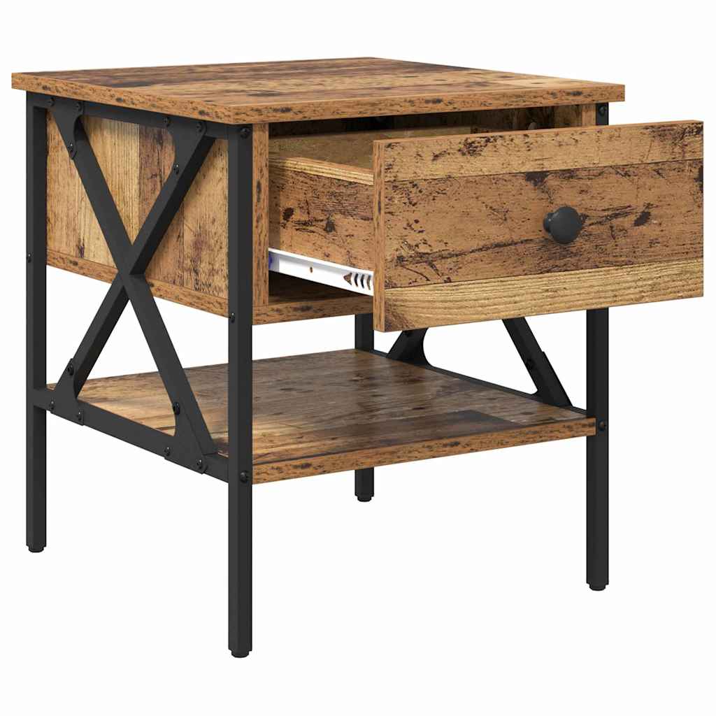 Nachttisch 2 pcs Altholz 40 x 42 x 45 cm Schichtholz und Metall