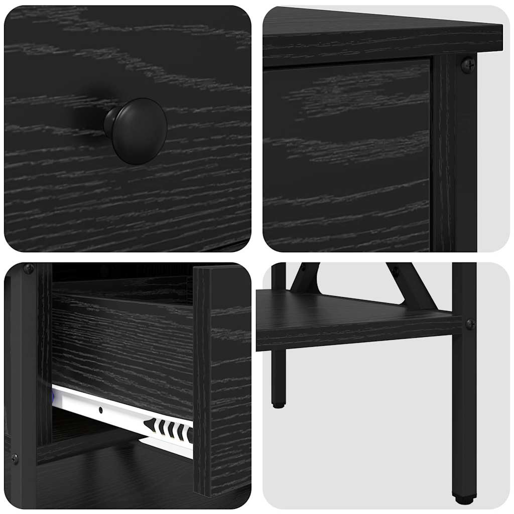 Nachttisch mit Schubladen 2 pcs Schwarze Eiche 40 x 42 x 45 cm