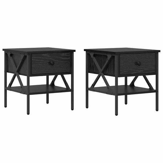 Nachttisch mit Schubladen 2 pcs Schwarze Eiche 40 x 42 x 45 cm