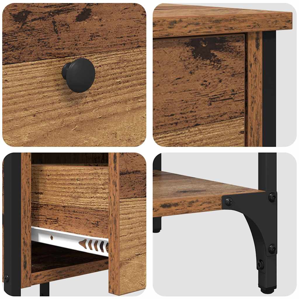 Nachttisch Altholz 34 x 36 x 70 cm Schichtholz und Metall
