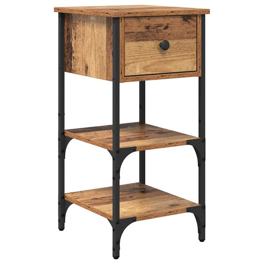 Nachttisch Altholz 34 x 36 x 70 cm Schichtholz und Metall
