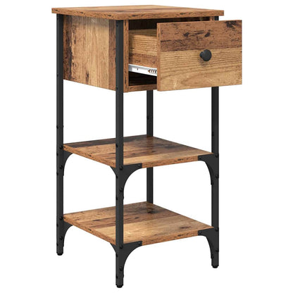 Nachttisch Altholz 34 x 36 x 70 cm Schichtholz und Metall