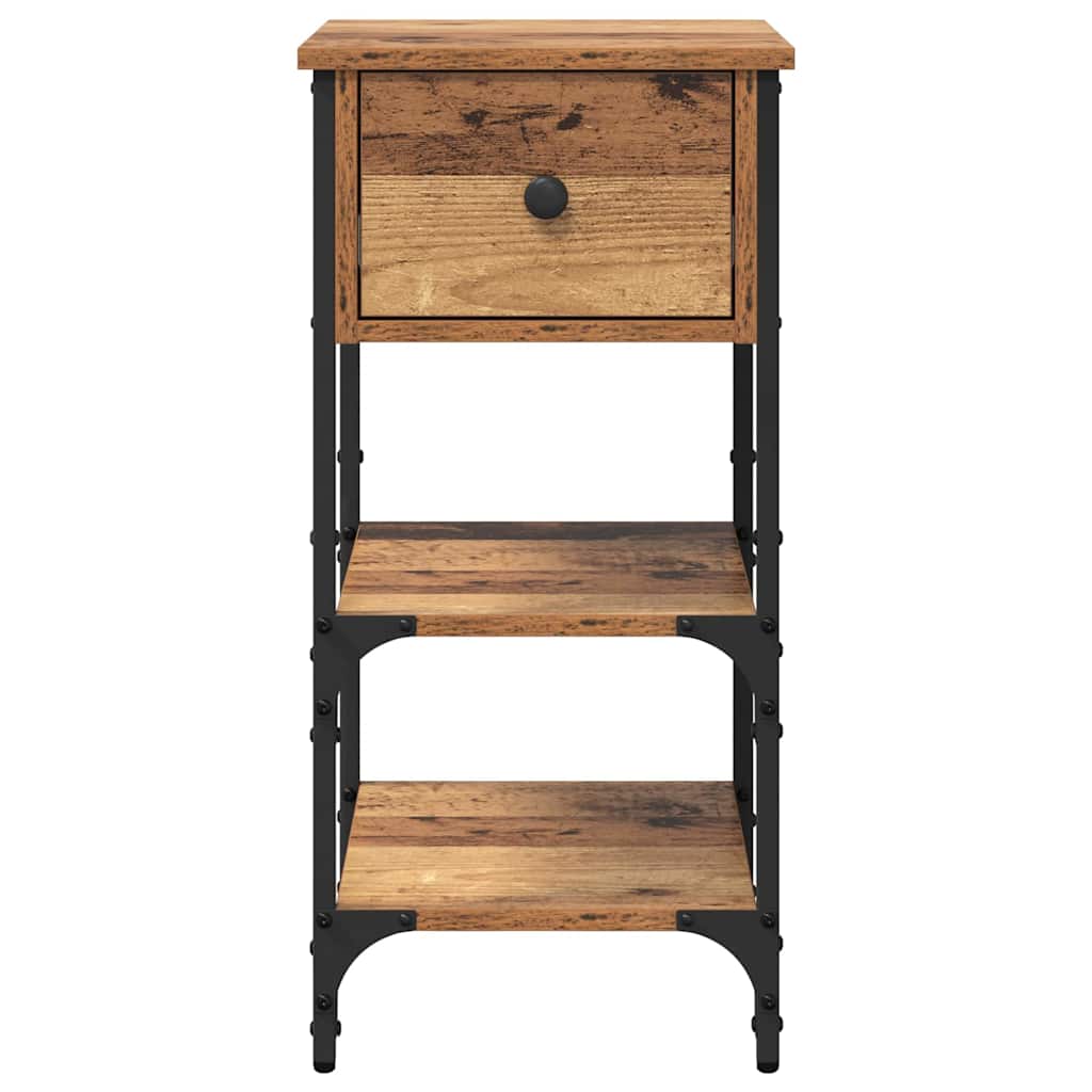 Nachttisch Altholz 34 x 36 x 70 cm Schichtholz und Metall