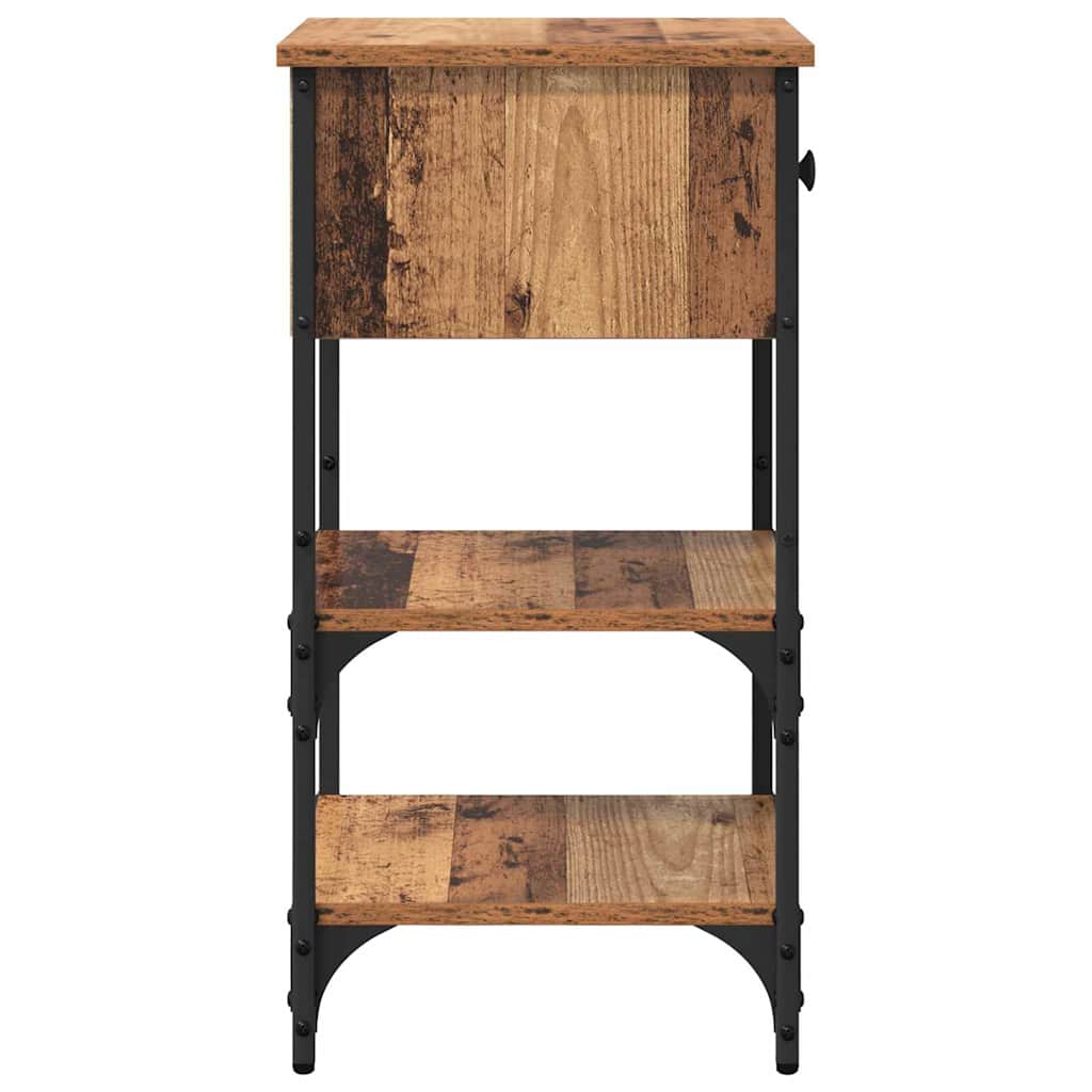 Nachttisch Altholz 34 x 36 x 70 cm Schichtholz und Metall