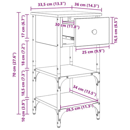 Nachttisch Altholz 34 x 36 x 70 cm Schichtholz und Metall