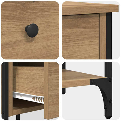Nachttisch mit Schubladen Eiche handwerklich 34 x 36 x 70 cm