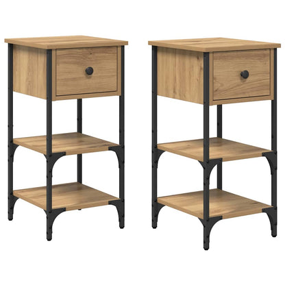Nachttisch 2 pcs Eiche handwerklich 34 x 36 x 70 cm
