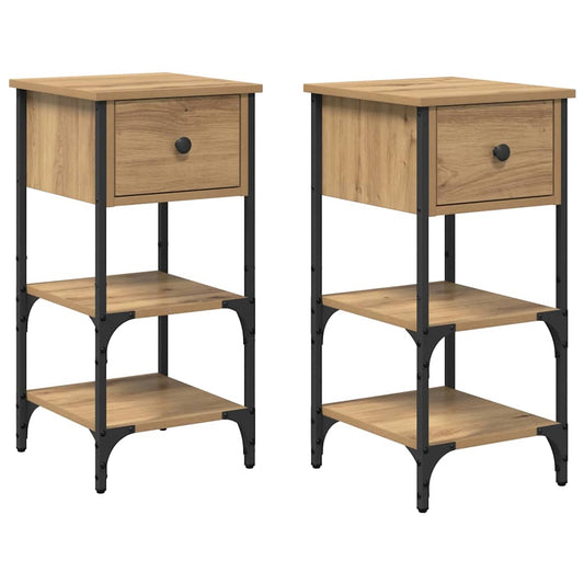 Nachttisch 2 pcs Eiche handwerklich 34 x 36 x 70 cm