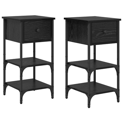 Nachttisch mit Schubladen 2 pcs Schwarze Eiche 34 x 36 x 70 cm