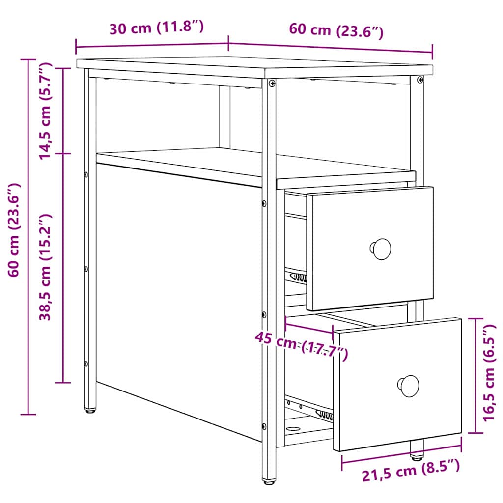 Nachttisch 2 pcs Altholz 30 x 60 x 60 cm Holzwerkstoff