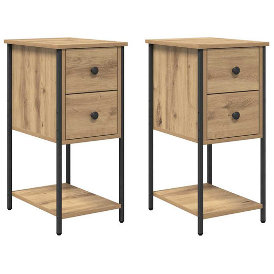 Nachttisch 2 pcs Eiche handwerklich 32 x 42 x 70 cm