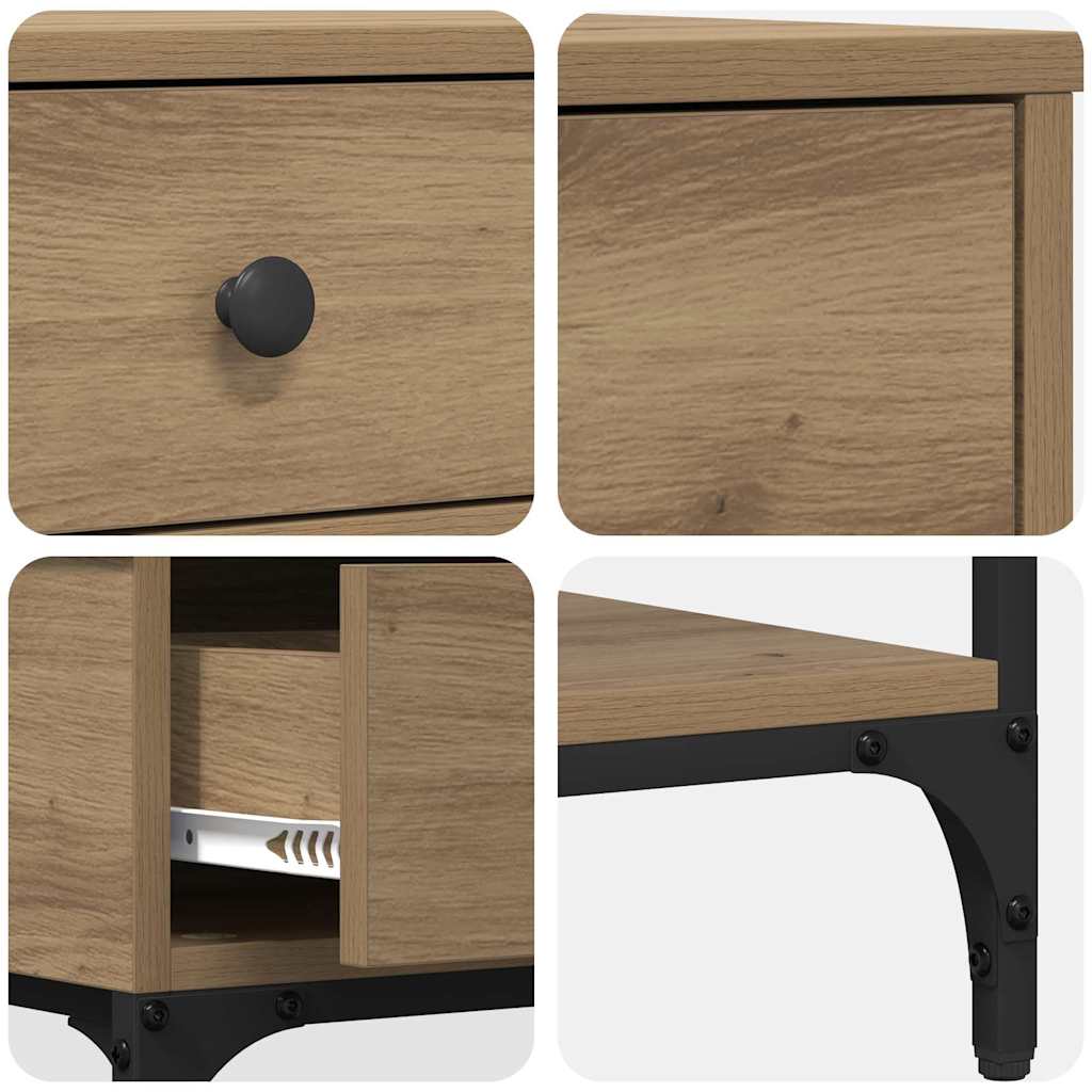 Konsolentisch mit Regal Eiche handwerklich 75 x 34.5 x 75 cm