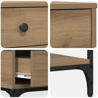 Konsolentisch mit Regal Eiche handwerklich 75 x 34.5 x 75 cm