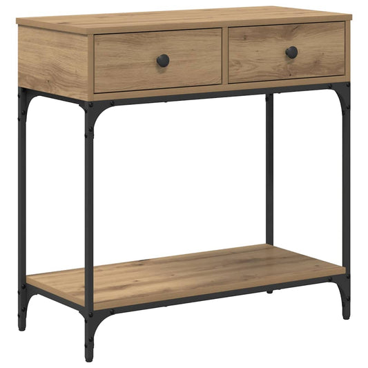 Konsolentisch mit Regal Eiche handwerklich 75 x 34.5 x 75 cm