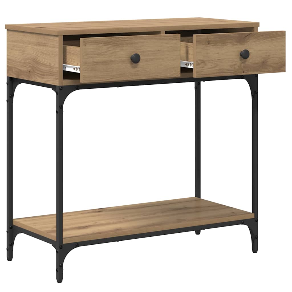 Konsolentisch mit Regal Eiche handwerklich 75 x 34.5 x 75 cm