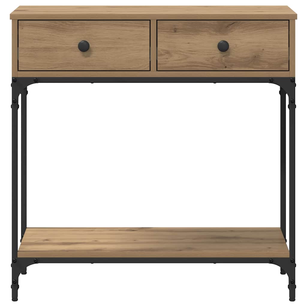 Konsolentisch mit Regal Eiche handwerklich 75 x 34.5 x 75 cm