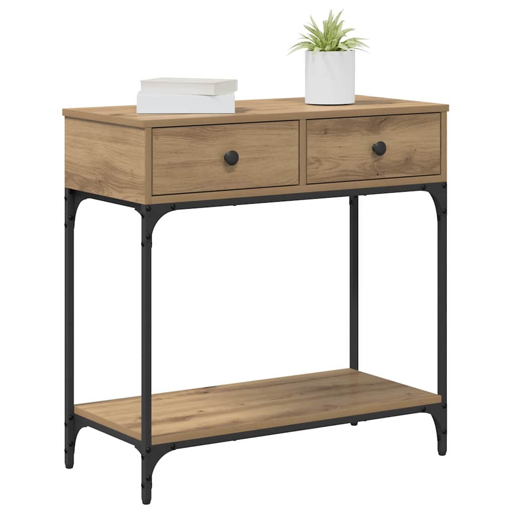 Konsolentisch mit Regal Eiche handwerklich 75 x 34.5 x 75 cm
