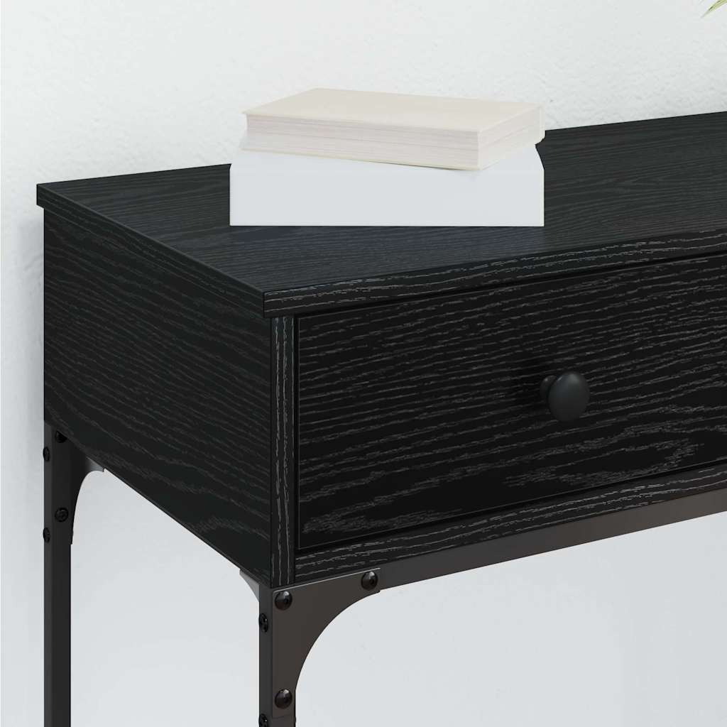 Konsolentisch mit Regal Schwarz Eichen-Optik 75 x 34.5 x 75 cm