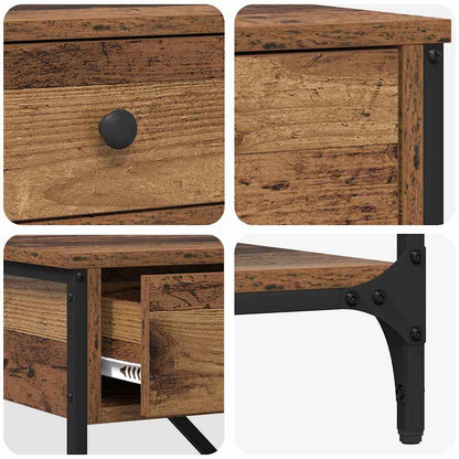 Konsolentisch mit Schubladen mit Regal Altholz Holzwerkstoff