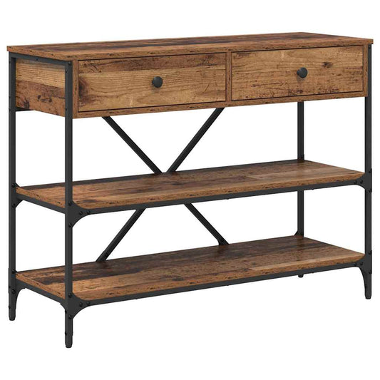 Konsolentisch mit Schubladen mit Regal Altholz Holzwerkstoff
