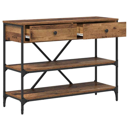 Konsolentisch mit Schubladen mit Regal Altholz Holzwerkstoff
