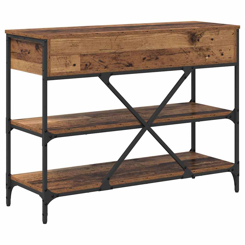 Konsolentisch mit Schubladen mit Regal Altholz Holzwerkstoff