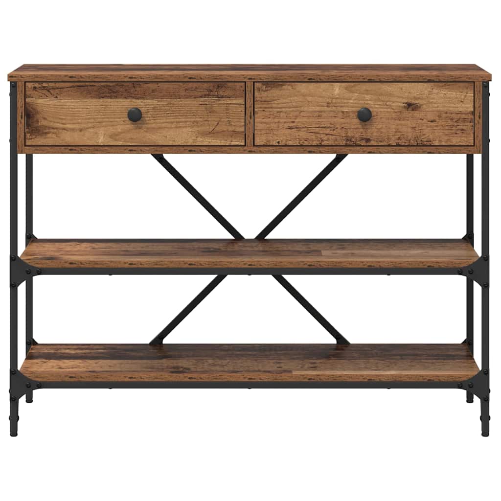 Konsolentisch mit Schubladen mit Regal Altholz Holzwerkstoff