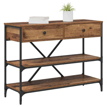 Konsolentisch mit Schubladen mit Regal Altholz Holzwerkstoff
