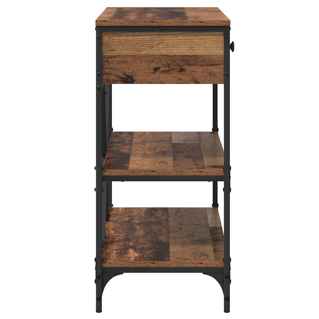 Konsolentisch mit Schubladen mit Regal Altholz Holzwerkstoff