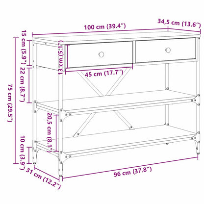 Konsolentisch mit Schubladen mit Regal Altholz Holzwerkstoff