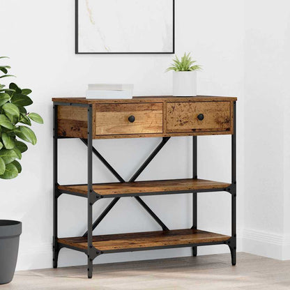 Konsolentisch mit Schubladen mit Regal Altholz Holzwerkstoff