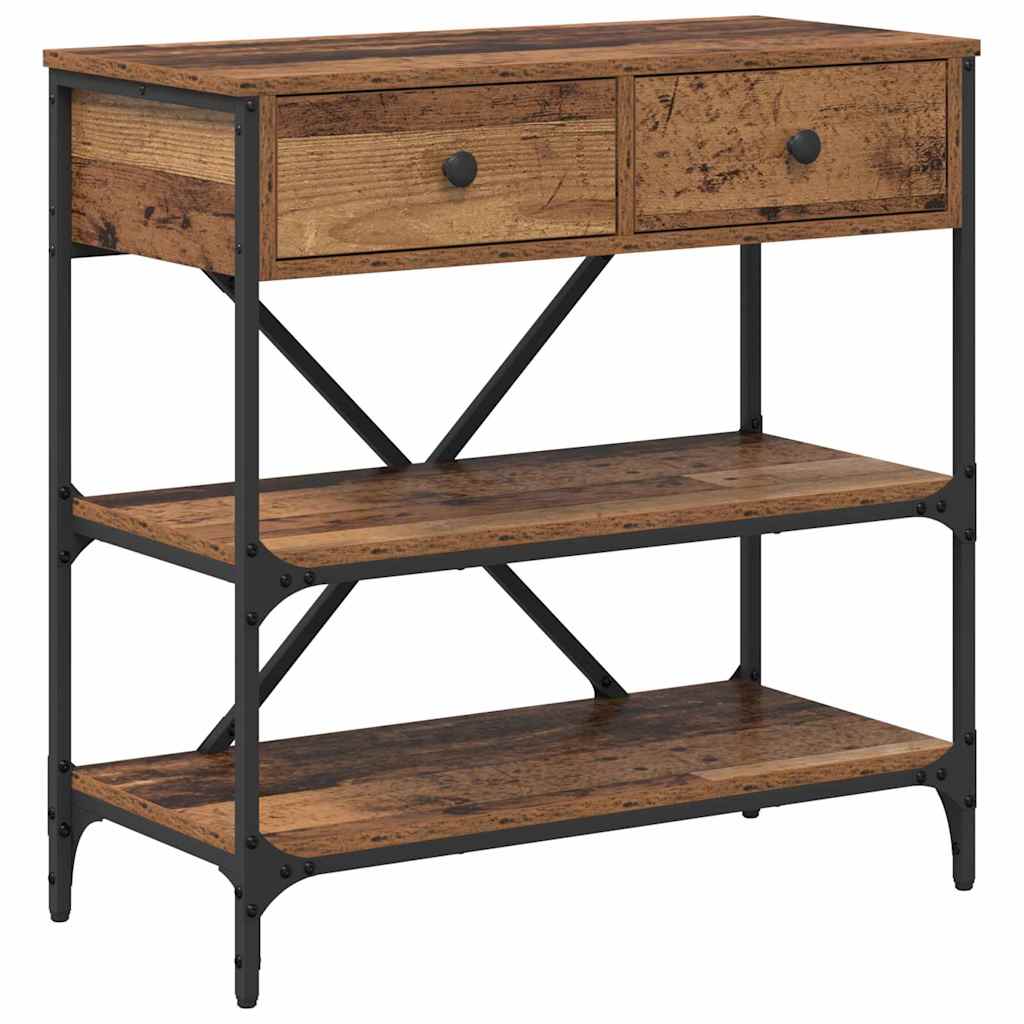Konsolentisch mit Schubladen mit Regal Altholz Holzwerkstoff