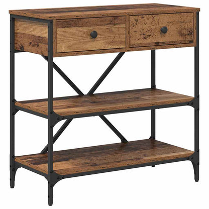 Konsolentisch mit Schubladen mit Regal Altholz Holzwerkstoff
