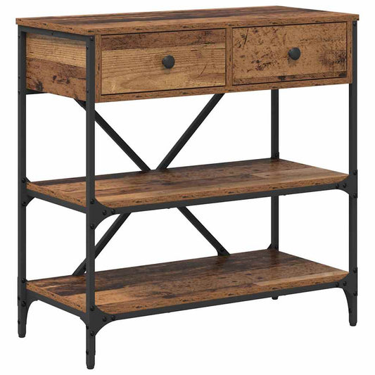 Konsolentisch mit Schubladen mit Regal Altholz Holzwerkstoff