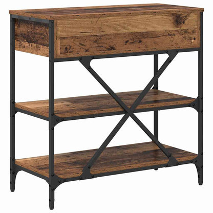 Konsolentisch mit Schubladen mit Regal Altholz Holzwerkstoff