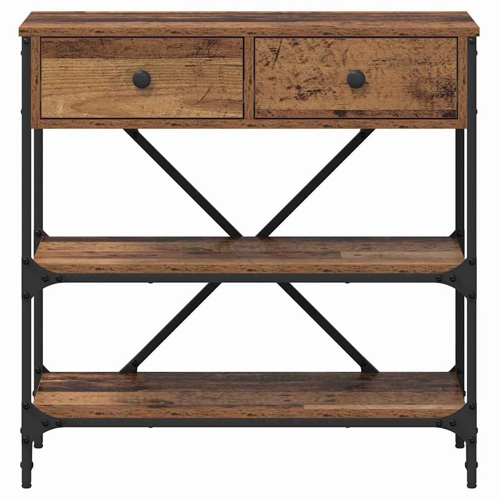 Konsolentisch mit Schubladen mit Regal Altholz Holzwerkstoff